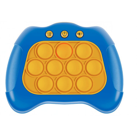 Joc Pop It, Flippy, consola, joc interactiv, antistres, cu baterii, Abs si silicon, Albastru, 12 x 10 x 5.8 cm