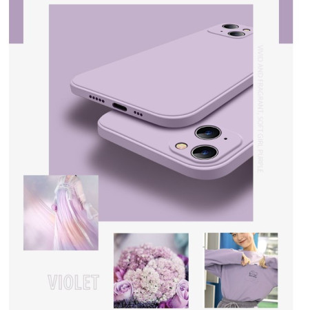 Husa pentru Apple iPhone 14 Flippy, Liquid Silicone, cu Microfibra pe interior, Protectie Antisoc, Grass purple, Mov