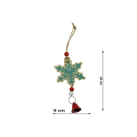 Ornament de brad fulg de nea, Flippy, multicolor, lemn, 18 cm