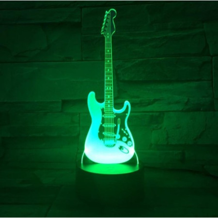 Lampa de Veghe cu Telecomanda si Baterii/USB 3D Model Chitara Multicolor