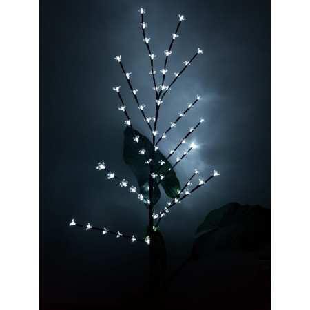 Decoratiune Luminoasa Crenguta cu Baterii 72 LED -uri Flori Alb Rece