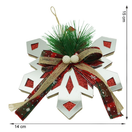 Ornament brad, Flippy, Fulg de nea, Argintiu, Lucios, 14*15CM, Acril, Interior/ Exterior