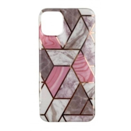 Husa protectie Flippy compatibila cu Samsung Galaxy A32 5G Soft IMD TPU Marble Geometric Alb