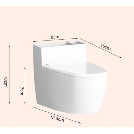 Scrumiera creativa Flippy, Forma de Toaleta, Capac Alb , Material ABS si Otel Inoxidabil, 12.5 x 10 x 8 cm, Fixare prin Lipire sau De Sine Statator, pentru Baie, Camera, Bucatarie, Balcon, Alb, model 2