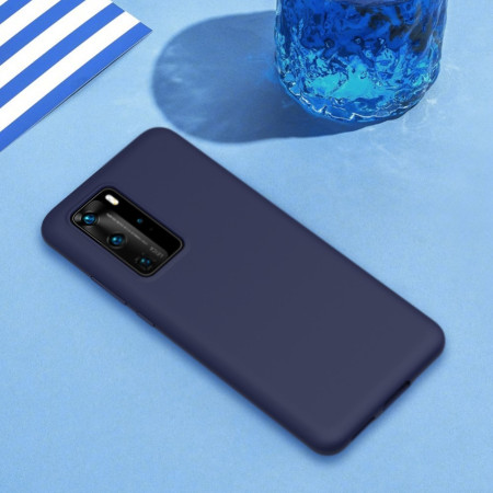 Husa protectie compatibila cu Huawei P40 Pro Liquid Silicone Case Albastru inchis