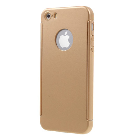 Husa Apple iPhone 5/5S/SE Full Cover 360 Auriu + Folie de protectie