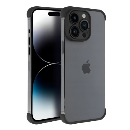 Husa TPU Edgeless Compatibila cu iPhone 15 Pro, Flippy, Protectie pentru Colturi si Camera, Aliaj, Antisoc, Antizgariere, Negru Mat