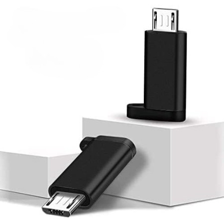 Adaptor USB-C la Micro USB, Flippy, cu Snur pentru Prindere la Chei, 2.7x1.1x0.6cm, Negru