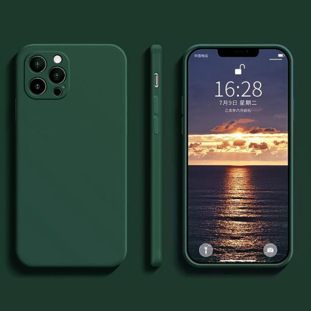 Husa pentru Apple iPhone 14 Pro Max Flippy, Liquid Silicone, cu Microfibra pe interior, Protectie Antisoc, Dark Green, Verde inchis