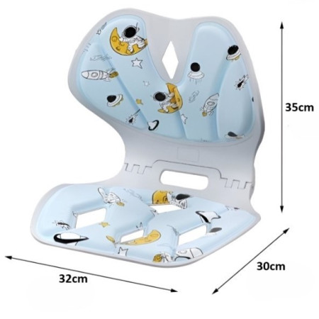 Suport pentru Scaun, Flippy, pentru Corectarea Posturii, Portabil, Pliabil, Ergonomic, Ameliorare Durere, Respirabil, 35x32x30 cm, Marime L, Model Rachete, Albastru