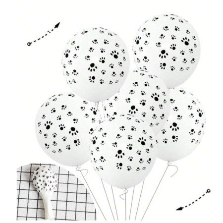 Set 10 Baloane din Latex, Flippy, Model Party Animal Print, 3x Portocaliu, 3x Galben, 4x Alb, 23 cm, 1.4g