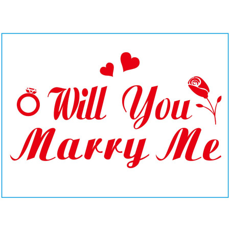 Sticker Autocolant, Flippy, Tematica Nunta, Model Scris Will You Marry Me, 21x29 cm, Rosu