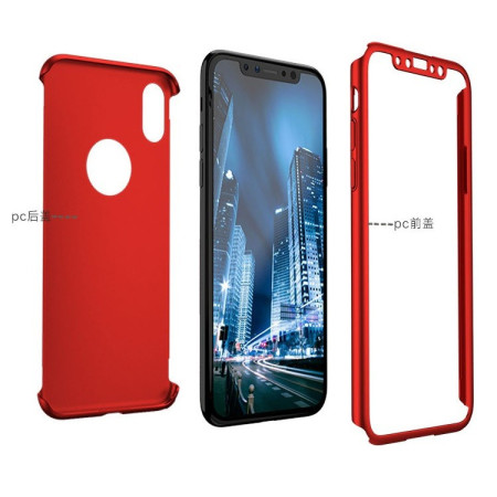 Husa Apple iPhone X IPAKY Full Cover 360 Rosu + Folie Cadou