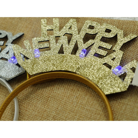 Bentita/cerc Happy Newyear, culoare auriu, marime standard, Flippy