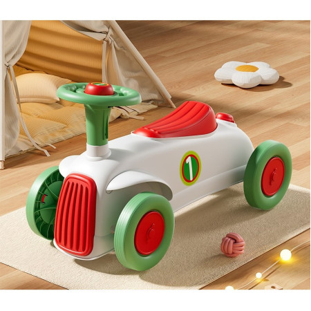 Masinuta Ride-On Flippy, cu Sistem Anti-Rasturnare, Claxon pe Volan, 1-6 Ani, 60 x 28 x 34 cm, Alb-Verde