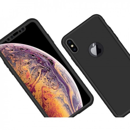 Husa Apple iPhone XS Max Full Cover 360 Negru + Folie de protectie