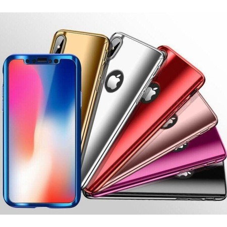 Husa Apple iPhone X Full Cover 360 Negru lucios + Folie de protectie