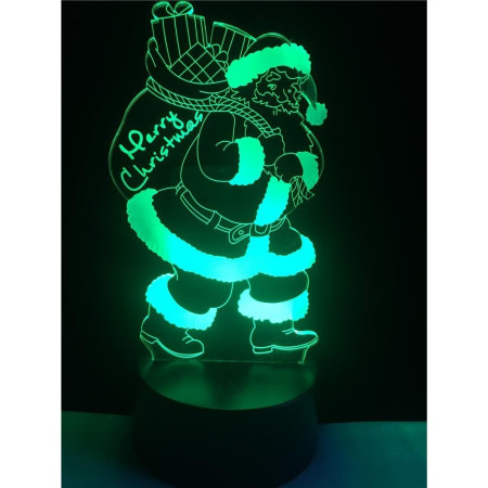 Lampa de Veghe cu Telecomanda si Baterii/USB 3D Model Mos Craciun Multicolor