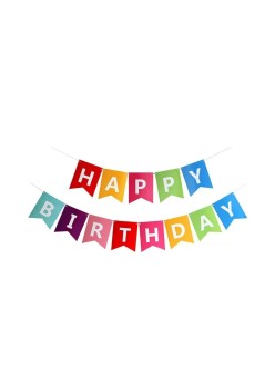 Banner Happy Birthday 100x200 cm, Flippy, Dimensiune Stegulet 11.5x16.5 cm, Rola de Ata Inclusa, Multicolor