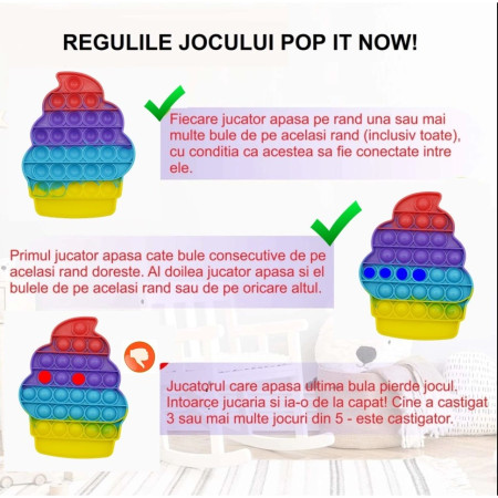 Jucarie antistres din silicon, Pop it Now and Flip It, Briosa, Multicolor