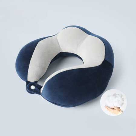 Flippy Cotton Travel Neck Pillow, 4 Humps, Comfort, Travel Accessory, Office, Car, Clip System, Navy