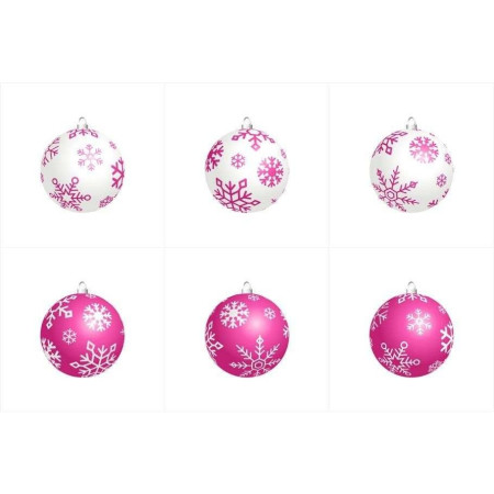 Set 12 globulete alb cu roz si roz cu alb - shiny, glitter - 6cm