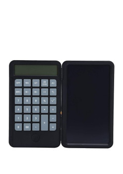 Calculator de Mana Reincarcabil cu Tabla de Scris, Flippy, Calculator Portabil, Ecran LCD, Afisaj cu 12 Cifre, Ecran de 15 cm, Culoare Negru