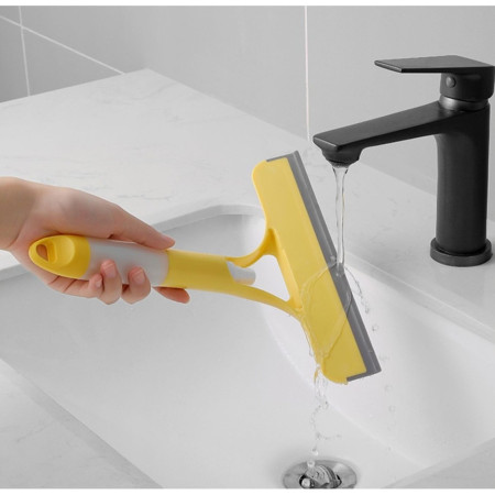 Racleta de Curatare 3 in 1, Flippy, Multifunctional, Pentru Casa si Masina, Pulverizator de Spray, Racleta din Silicon si Burete, 21.5 x 25.7 cm, Galben