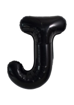 Balon Folie Metalizata Litera J, Flippy, 40 cm, Umflati cu Heliu sau Aer, Ambalaj Individual, Pai inclus, Negru