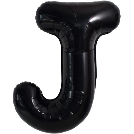 Balon Folie Metalizata Litera J, Flippy, 40 cm, Umflati cu Heliu sau Aer, Ambalaj Individual, Pai inclus, Negru