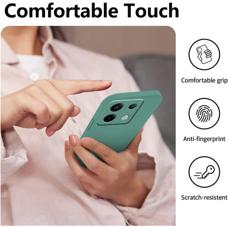 Husa de Protectie, Flippy, pentru Xiaomi Redmi Note 13 Pro 5G, Liquid Silicone, cu Microfibra pe Interior, Protectie Antisoc, Compatibil Incarcare Wireless, Verde