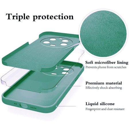 Husa de Protectie, Flippy, pentru Xiaomi 14 Ultra, Liquid Silicone, cu Microfibra pe Interior, Protectie Antisoc, Compatibil Incarcare Wireless, Verde