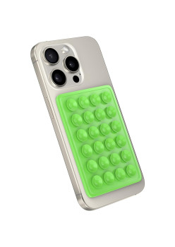 Suport Adeziv Universal, Flippy, pentru Telefon/Tableta, cu 24 Ventuze, potrivit pentru Tik-Tok/Selfie/Vizionare Video, din Silicon, 8 x 5.5 x 1 cm, Verde