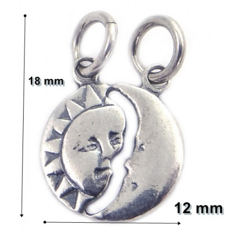 Pandantiv din Argint 925 Jolie Silver, Model Soare si Luna, 18 x 12 mm, 1.2 g