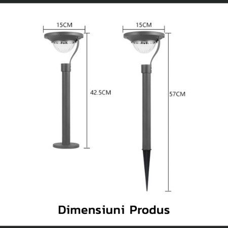 Lampa solara LED cu 2 moduri de fixare, IP65, material ABS, baterie 4.5 V, 200 mah, 450 Lumeni, 42.5 x 15 cm, alb cald,