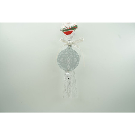 Ornament de brad medalion, Flippy, gri, lemn, 25 cm