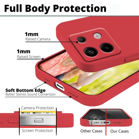 Husa de Protectie, Flippy, pentru Xiaomi Redmi Note 13 Pro 5G, Liquid Silicone, cu Microfibra pe Interior, Protectie Antisoc, Compatibil Incarcare Wireless, Rosu