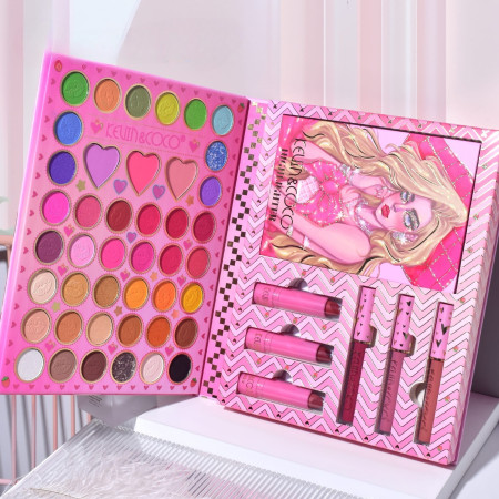 Set 8 Produse de Machiaj, KEVIN & COCO, Butterfly Dream Girl, 49 de culori, 24.7 x 19.7 x 2.7 cm