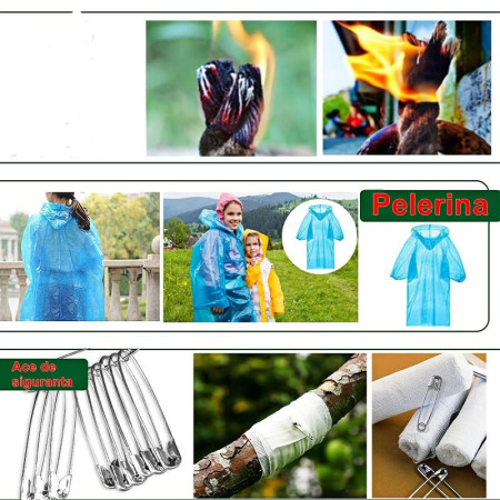 Kit supravietuire multifunctional Flippy, Instrumente profesionale, Trusa de Prim-Ajutor, pentru Camping, Drumetii, Aventuri in aer liber, borseta inclusa, model army