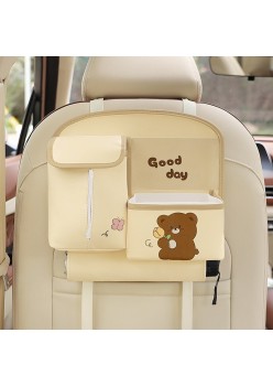 Car storage bag + cute bear (beige)