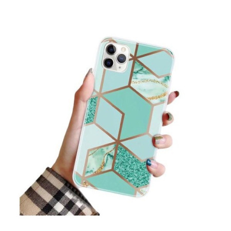 Husa protectie Flippy compatibila cu Apple iPhone 12 Pro Soft IMD TPU Marble Geometric Verde