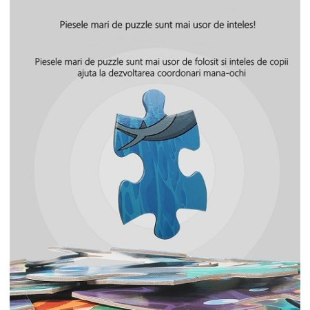 Puzzle pentru copii, jungla cu animale, 48 de piese