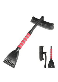 Detachable multifunctional winter car snow shovel and snow brush - color: black and red