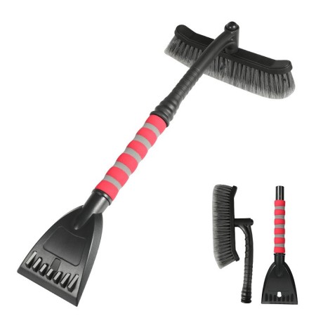 Detachable multifunctional winter car snow shovel and snow brush - color: black and red