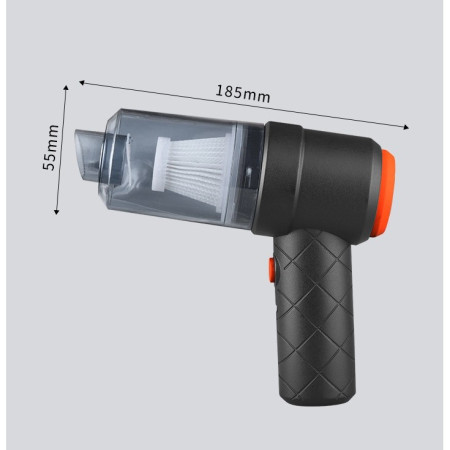 Aspirator Portabil fara Fir, Flippy, Tip Pistol 2 in 1, Suflare si Aspirare, Incarcare USB, Pentru Casa si Masina, Autonomie 30 min, Negru