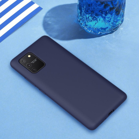 Husa protectie compatibila cu Samsung S10 Lite Liquid Silicone Case Albastru inchis