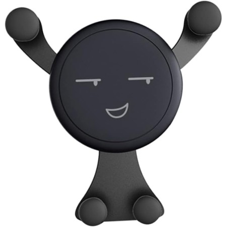 Suport de Telefon, Flippy, pentru Ventilatie, din ABS si Silicon, 11 x 10 x 4 cm, pentru Telefon 4.0 - 6.0 inch, Model Smiley Face, Negru