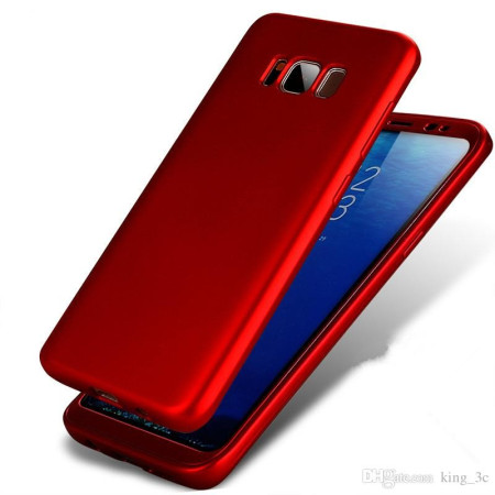 Husa Samsung Galaxy S8 Full Silicone 360 Rosu + Folie de protectie