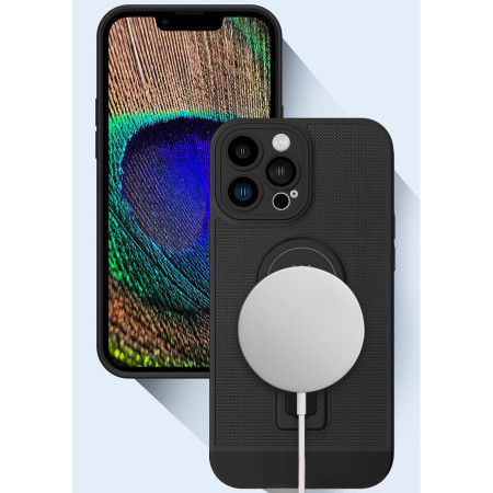 Husa Armor Design cu Stand pentru iPhone 11 Pro Max, Negru, Suport Auto Magnetic, Wireless Charge, Protectie Antisoc, Flippy