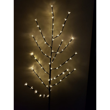 Decoratiune Luminoasa Crenguta cu Baterii 72 LED -uri Flori Alb Cald